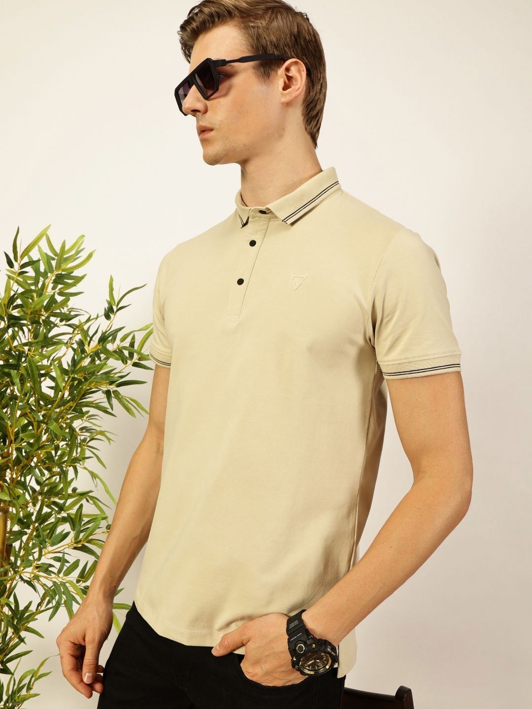 Thomas Scott Men Solid Polo Collar T-shirt
