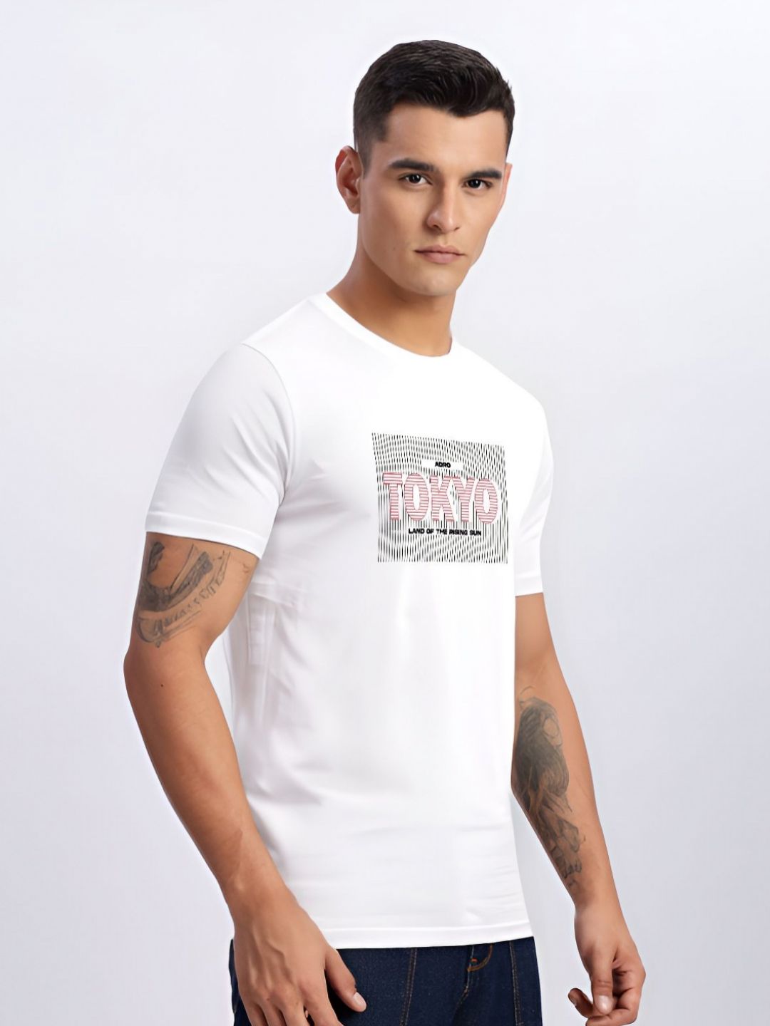 ADRO Men Typography Printed Round Neck Cotton T-shirt
