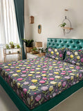 KLOTTHE Grey Floral 300TC King Superfine 7D Cadar & 2 Sarung Bantal-2.50mx2.25m