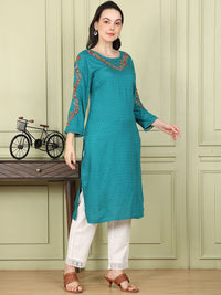 W Women Striped Flared Sleeves Sequinned Kurta