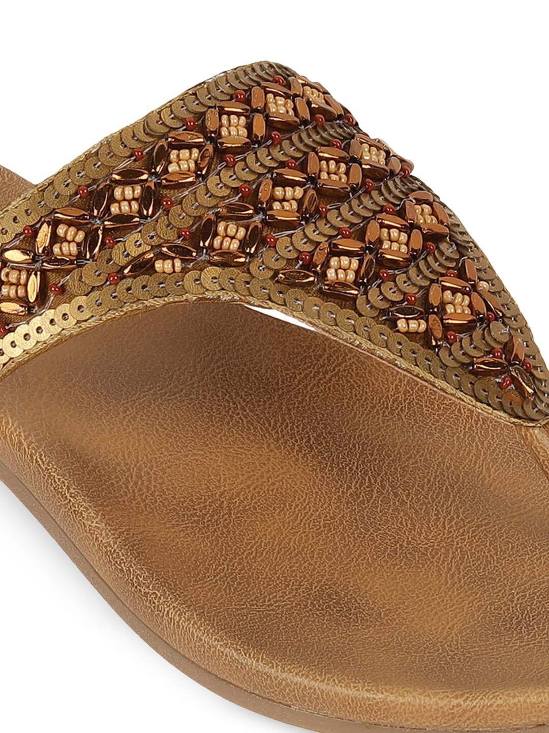 Mochi Women Ethnic T-Strap Flats