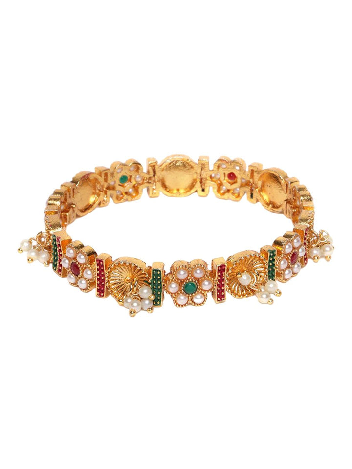 PANASH Set of 2 Gold-Plated American Diamond Stone Studded Bangles