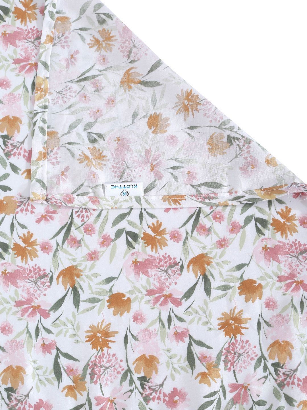 KLOTTHE White Floral Pure Cotton 400 TC Double Superfine Bedsheet with 2 Pillow Covers-89 x 59 inches