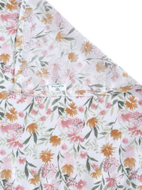KLOTTHE White Floral Pure Cotton 400 TC Double Superfine Bedsheet with 2 Pillow Covers-89 x 59 inches