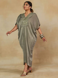 Mamicha Women Embellished V-Neck Kimono Sleeves Kaftan Maxi Dress
