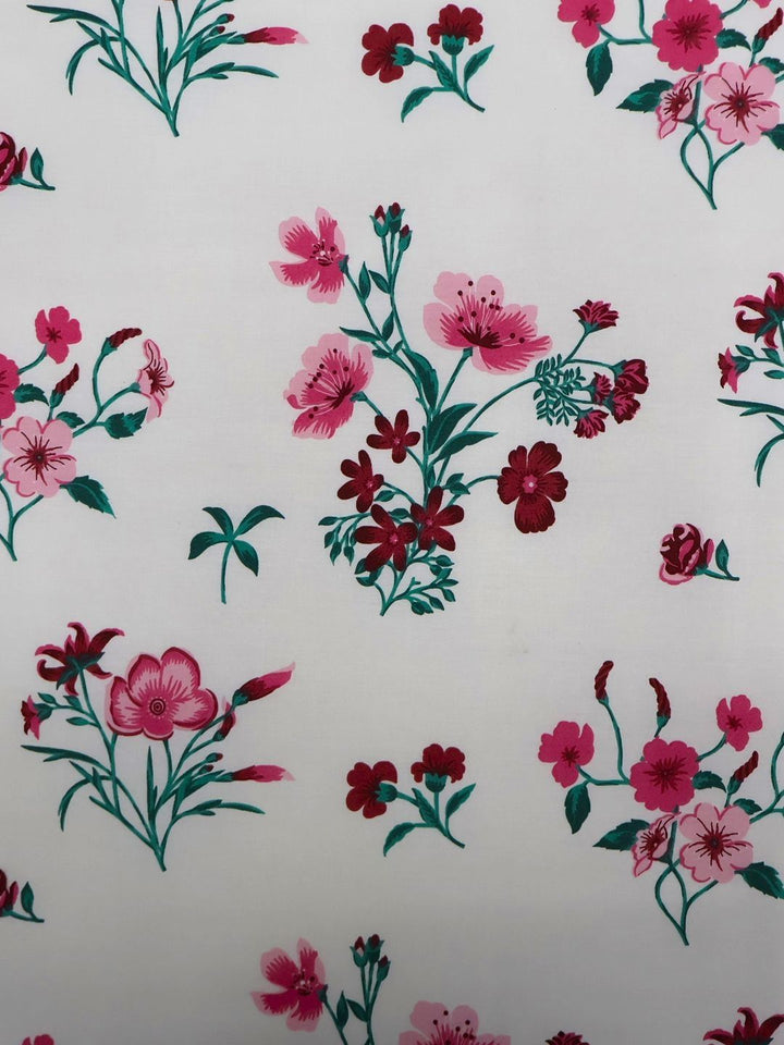 BOMBAY DYEING 525B Pink & White Floral 164 TC Pure Cotton Queen Bedsheet Set
