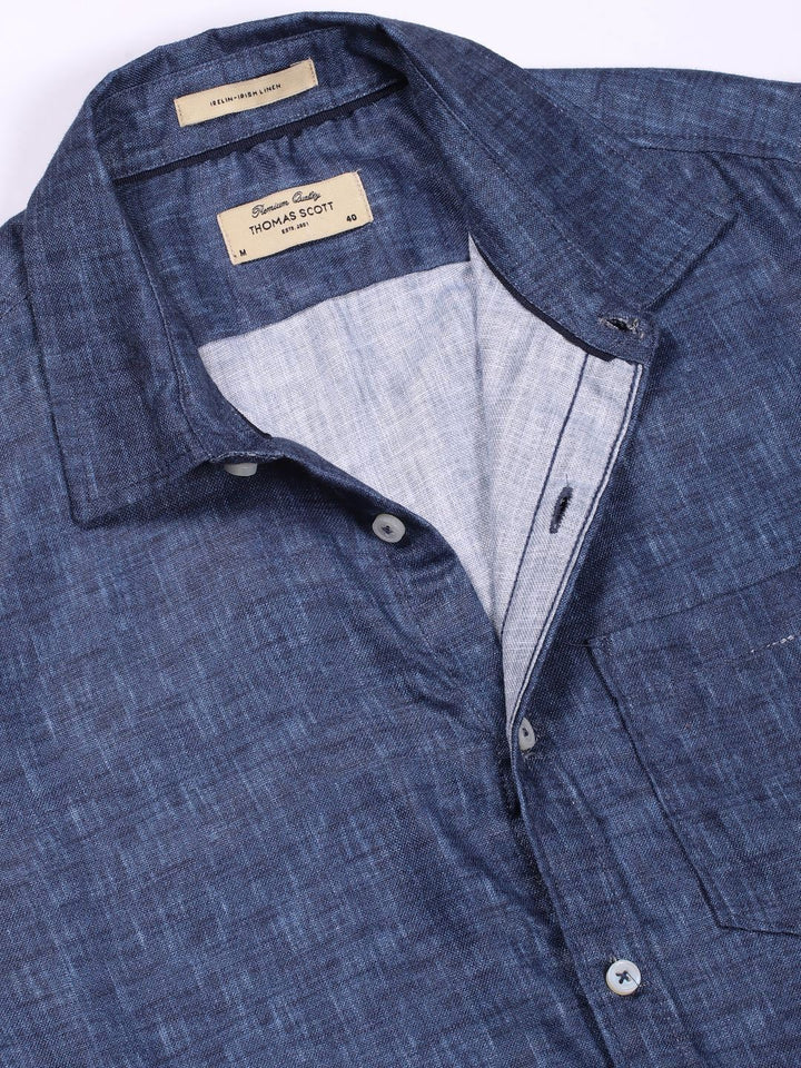 Thomas Scott Men Premium Spread Collar Solid Slim Fit Casual Shirt