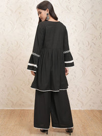 Vishudh Floral Embroidered Regular Thread Work Pure Cotton Kurta with Palazzos