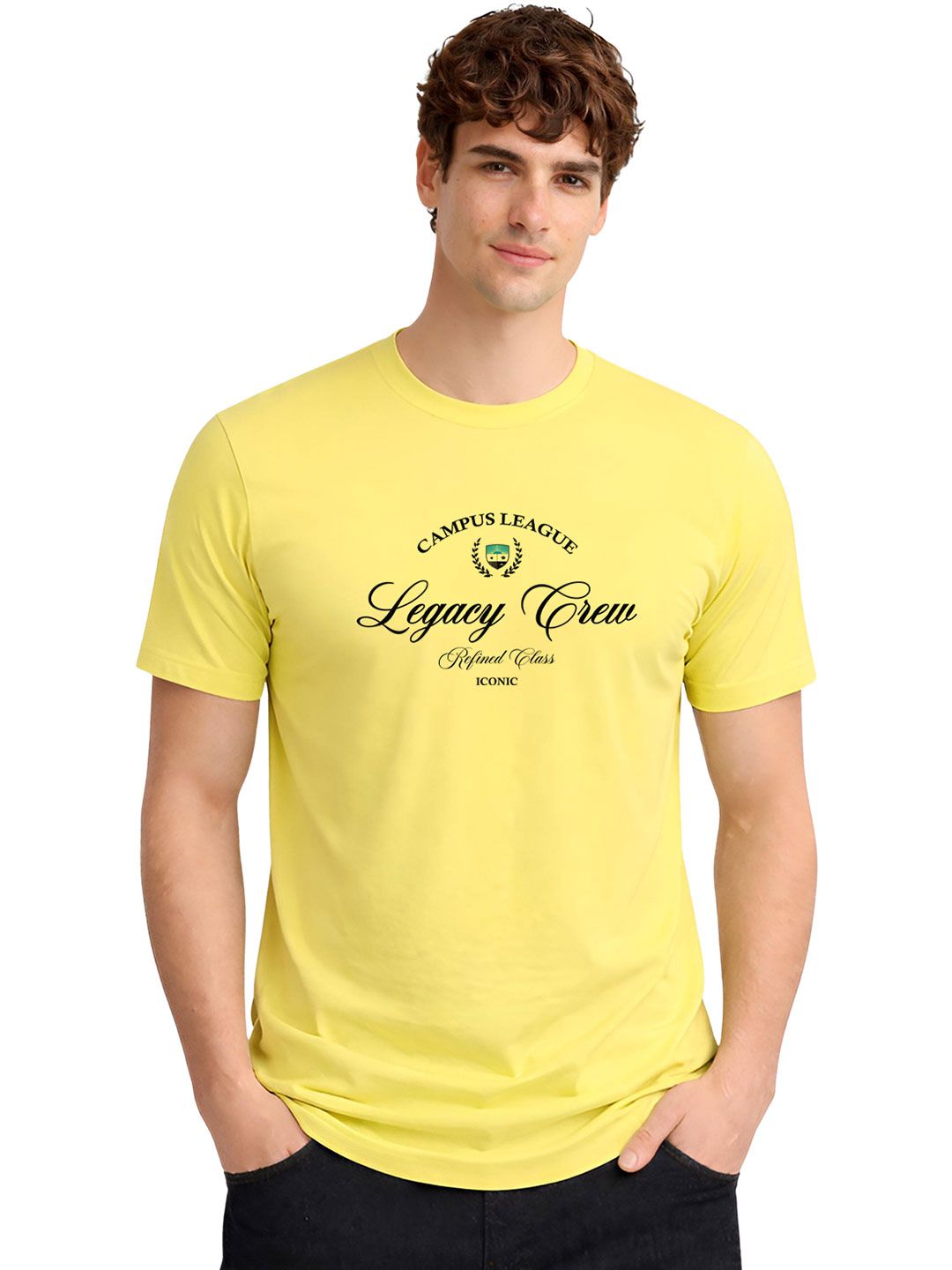 ADRO Typography Printed Round Neck Short Sleeves Regular Fit Pure Cotton T-shirt