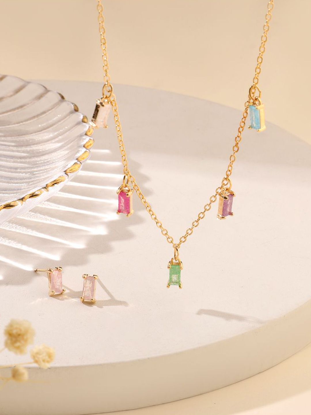 SALTY Gold-Plated Stone-Studded Lagoon Jewellery Set