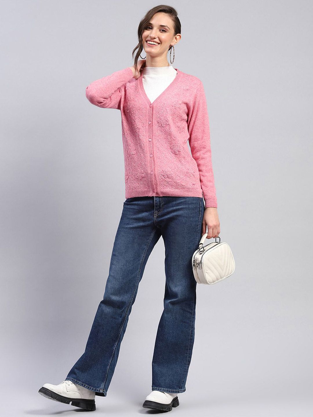 Monte Carlo Women Woollen Long Sleeves Cardigan