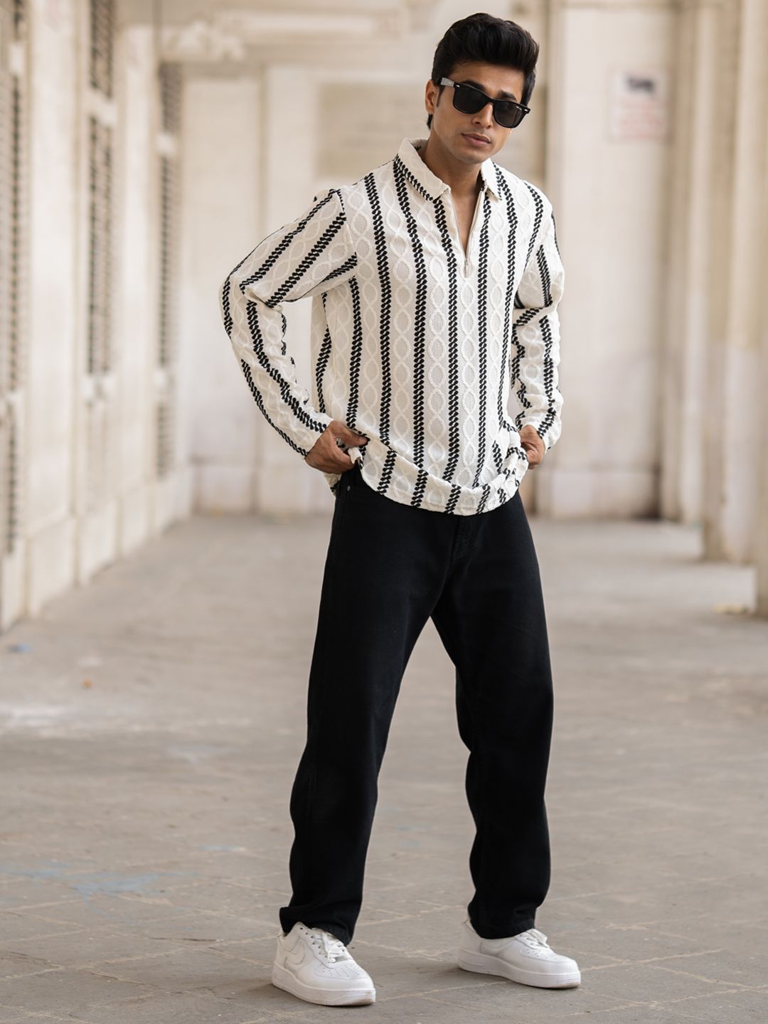 Powerlook Men Opaque Striped Casual Shirt