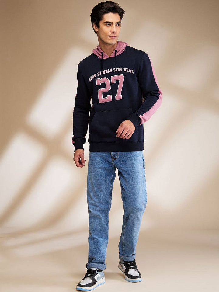 Being Human Men Typography Printed Applique Detail Hooded Sweatshirts