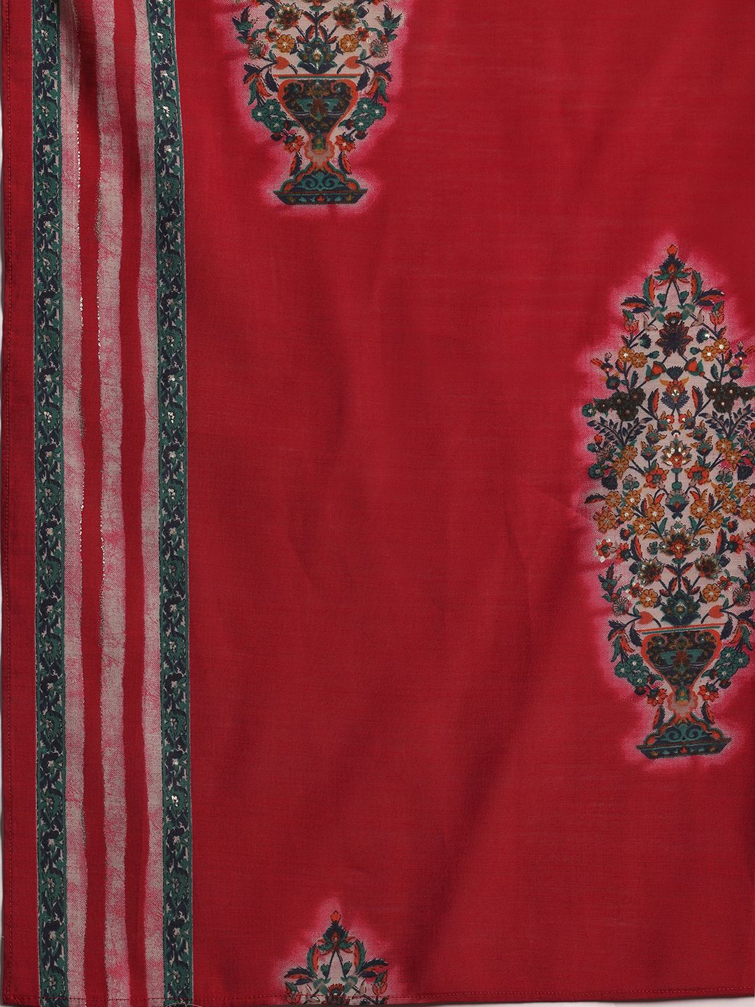 Libas Floral Printed Pleated Anarkali Kurta dengan Seluar & Dupatta