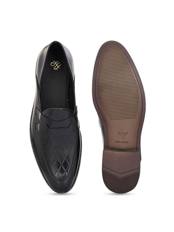 House of Pataudi Men Texture Slip On Formal Derby