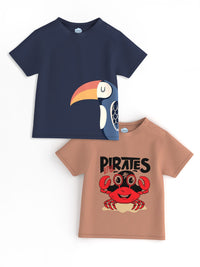 Nauti Nati Beyond The Beach Boys Pack of 2 Graphic Printed Single Jersey Cotton T-Shirts