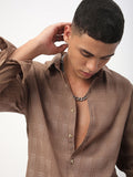 VASTRADO Men Classic Spread Collar Textured Slim Fit Casual Shirt