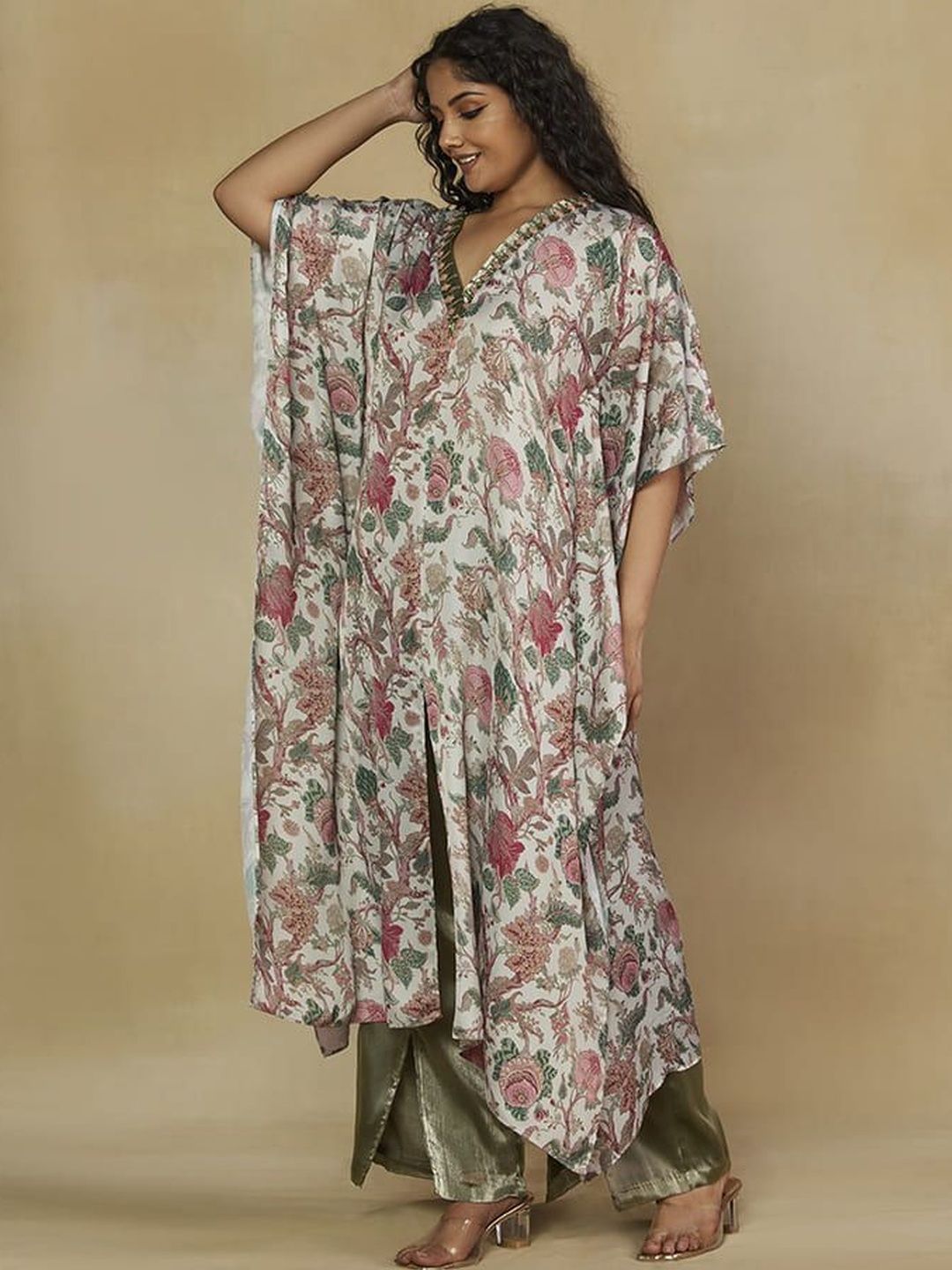 Set Co-Ords Kaftan & Seluar Bercetak Mamicha