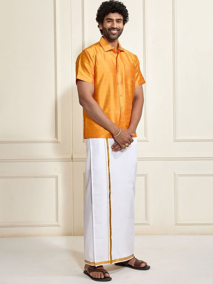 VASTRAMAY Shirt Collar Shirt With Veshti