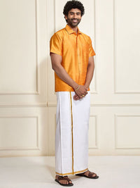 VASTRAMAY Shirt Collar Shirt With Veshti