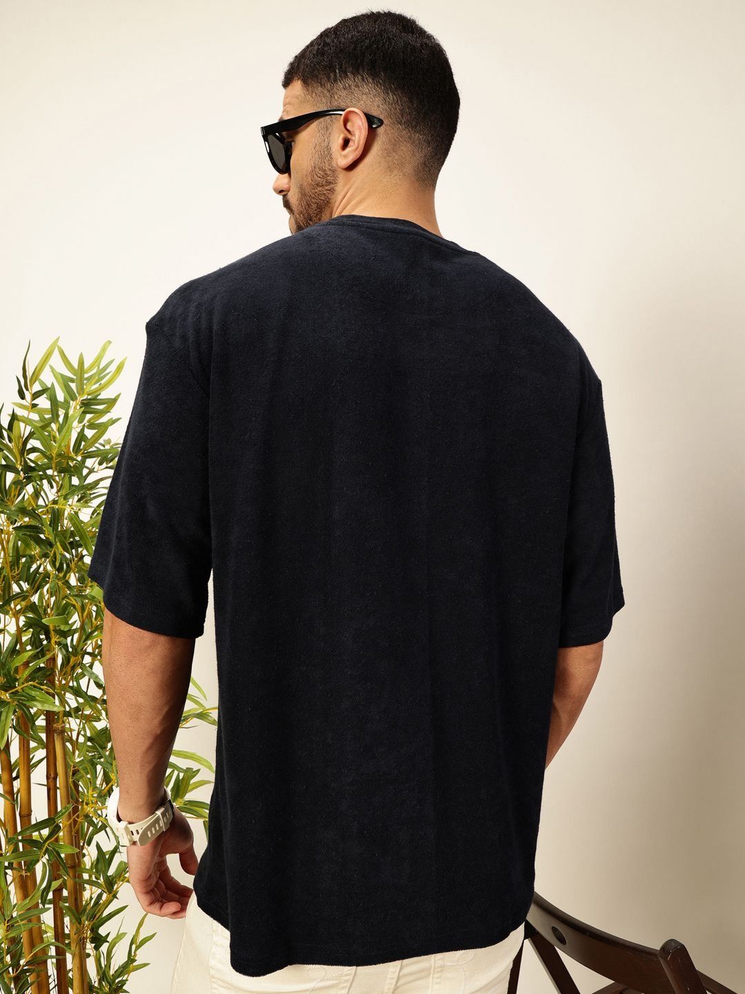 Thomas Scott Men Solid Round Neck Cotton Oversized T-shirt