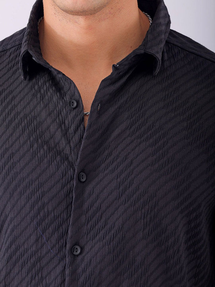 The Indian Garage Co Men Slim Fit Textured Jacquard Resortwear Shirt