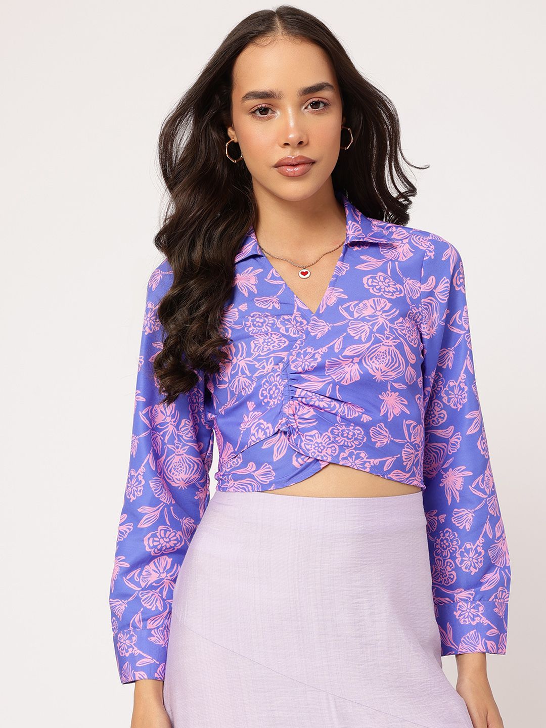 DressBerry Floral Fantasy Wrap Crop Top