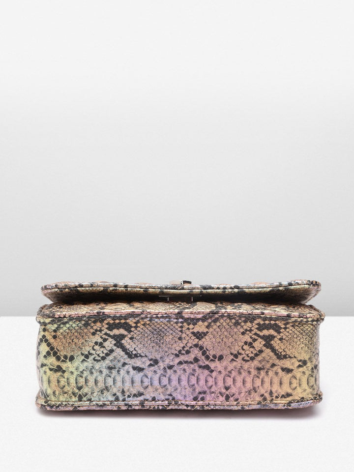 Lino Perros Snake Skin Textured Sling Bag with Quilted Detail