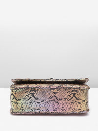 Lino Perros Snake Skin Textured Sling Bag with Quilted Detail