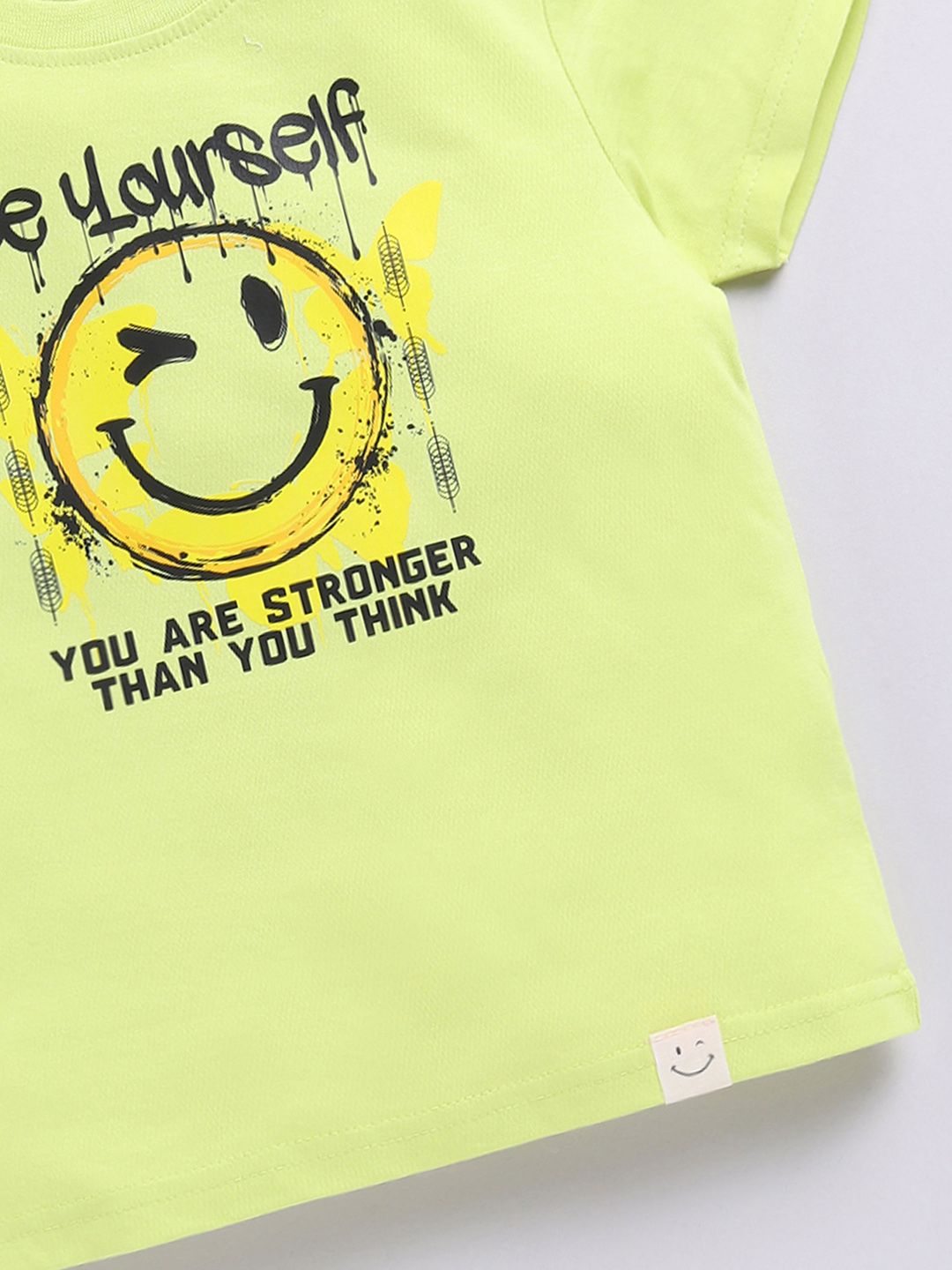 Happy Faces Boys Pure Cotton Typography & Graphic Printed T-shirt