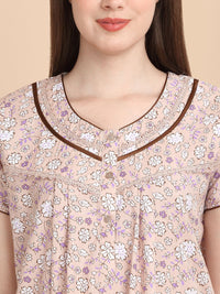 Sweet Dreams Women Round Neck Pure Cotton Nightdress