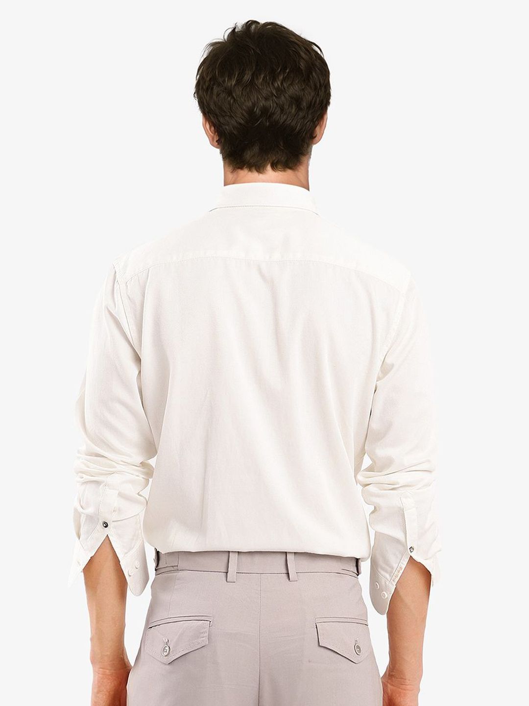 RARE RABBIT Men Comfort Spread Collar Solid Cotton Casual Shirt
