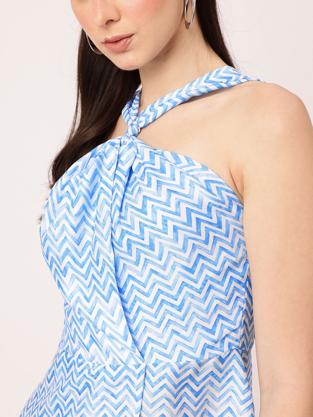 DressBerry Vacation Feels With Chevron Stripes Wrap Style Fit & Flare Dress