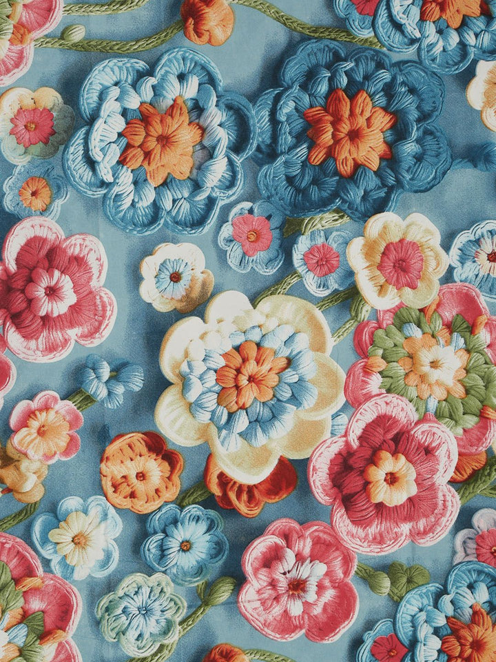 Klotthe Blue Floral Printed 300 TC Single Cadar 7D Dengan Sarung Bantal- 2.25 m x 1.5 m