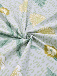 Myntra Elegant Homes Green Floral 300 TC King Double Bedsheet with 2 Pillow Covers