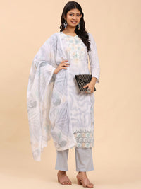 Mamicha Women Floral Printed Regular Pure Cotton Kurta with Palazzos & With Dupatta