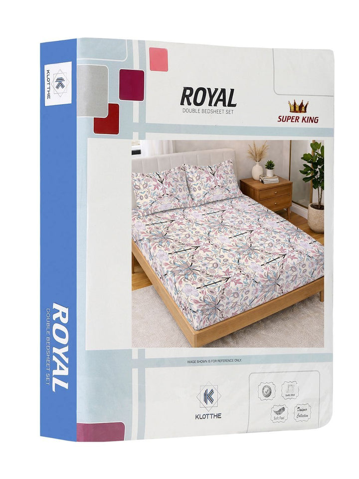 KLOTTHE Multi Floral  300 TC Super King Fine Bedsheets
