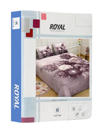 KLOTTHE Purple Floral Printed Flat 300 TC King Fine Bedsheet With 2 Pillow Cover