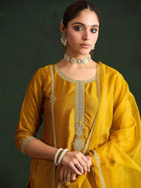 Indo Era Women Embroidered Regular Sequinned Kurta with Trousers & With Dupatta