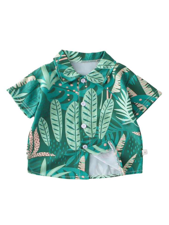 YK Boys Printed Shirt & Shorts Clothing Set