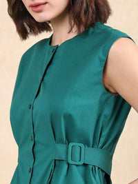 RAREISM Women Round Neck Cotton A-Line Dress