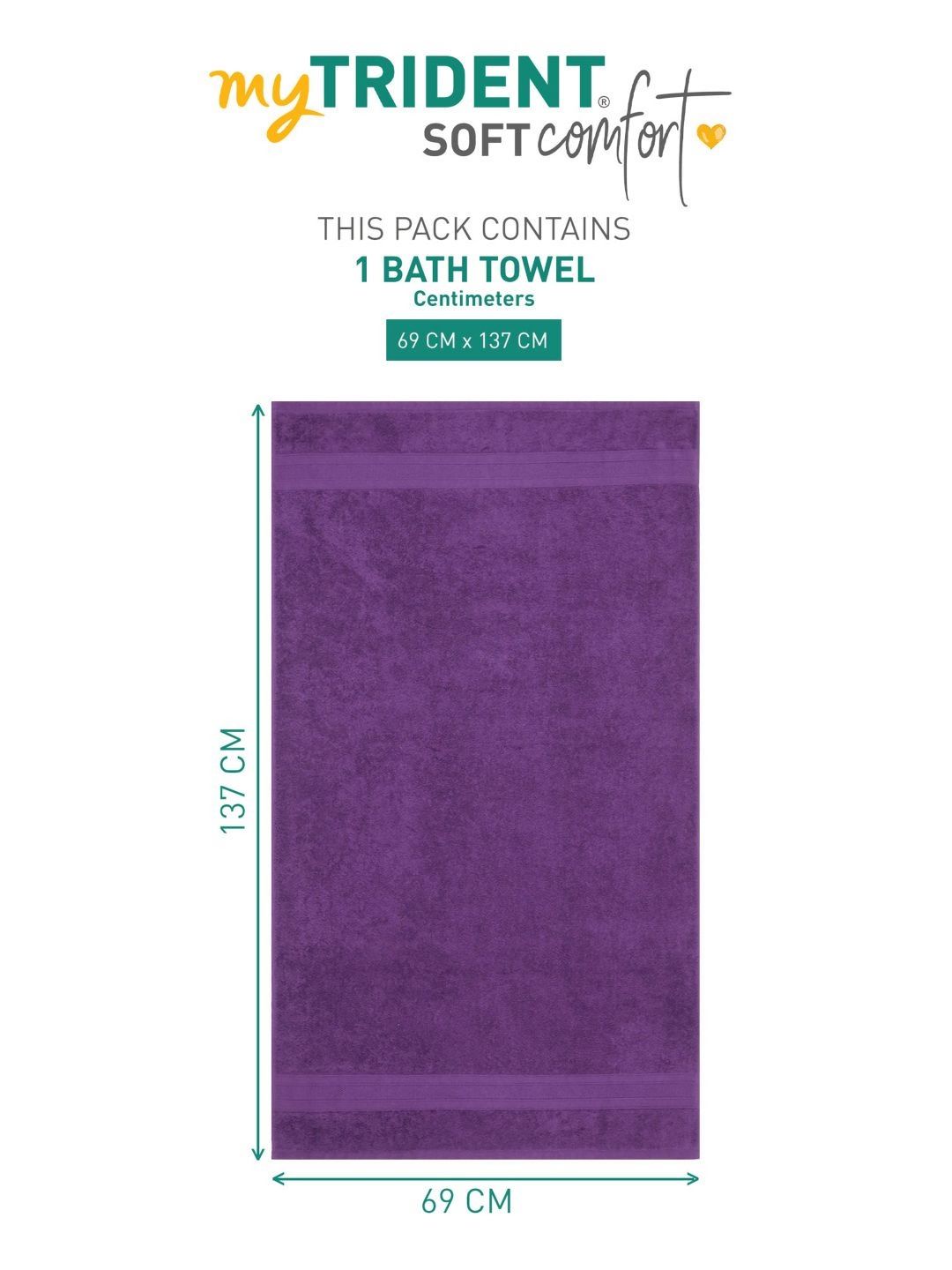 MYTRIDENT Purple Cotton 500 GSM Bath Towel
