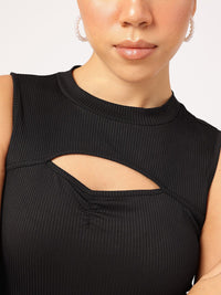 DressBerry Vintage Twist Cut-Out Ribbed Crop Top