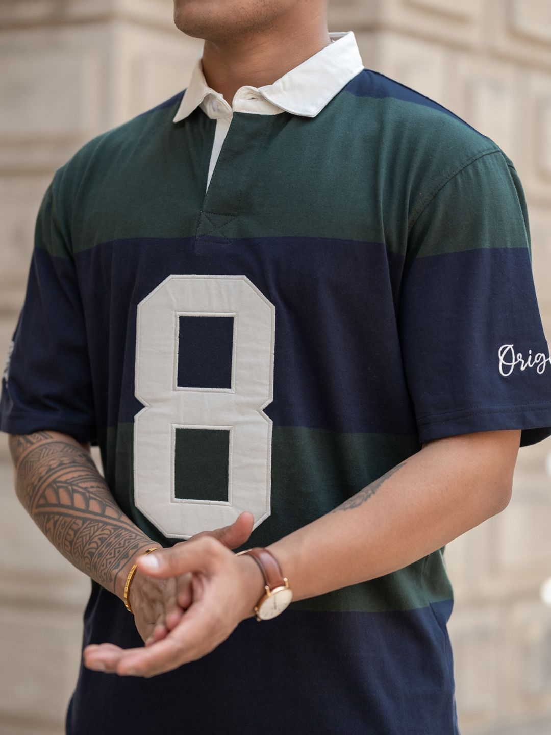 Powerlook Men Colourblocked Polo Collar Pure Cotton T-shirt