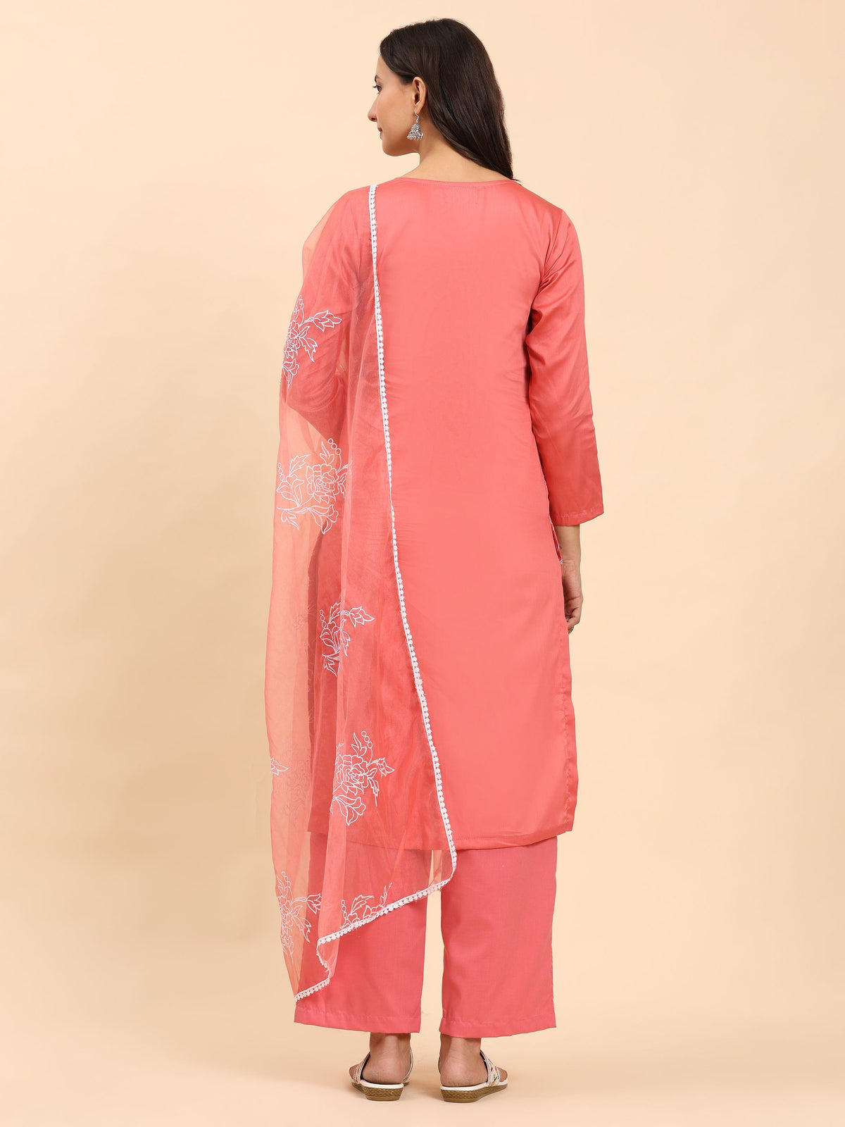 Mamicha Women Embroidered Regular Pure Cotton Kurta with Palazzos & With Dupatta