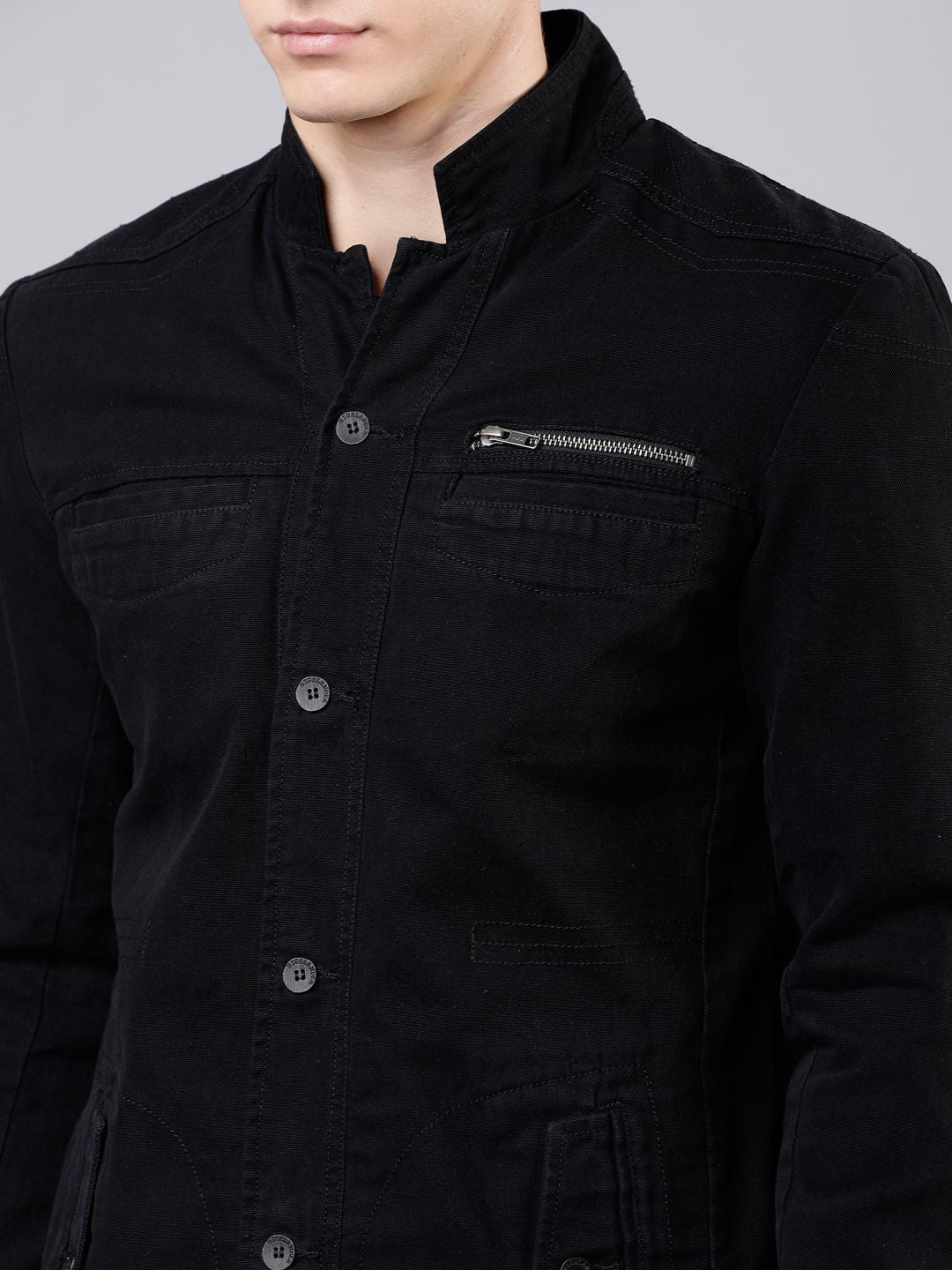 HIGHLANDER Men Cotton Open Front Jacket