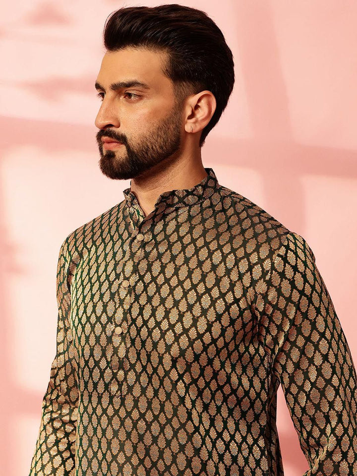 Motif Etnik Anouk Rekaan Tenunan Kurta Lurus Kolar Mandarin