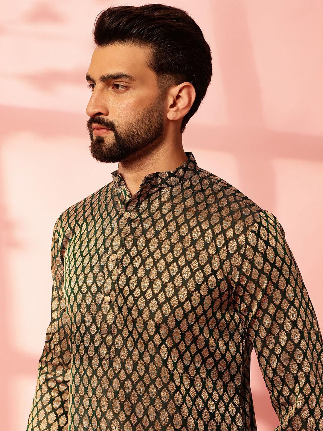 Motif Etnik Anouk Rekaan Tenunan Kurta Lurus Kolar Mandarin
