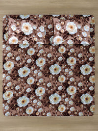 KLOTTHE Coklat Dilengkapi Bunga 300TC King Superfine Cadar 7D & 2 Sarung Bantal-2.50mx2.25m