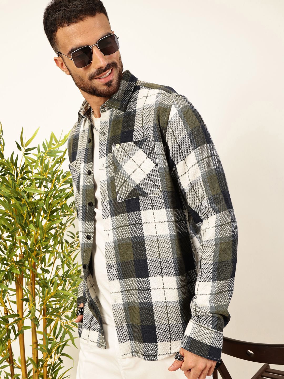 Thomas Scott Men Premium Tartan Checked Casual Shirt